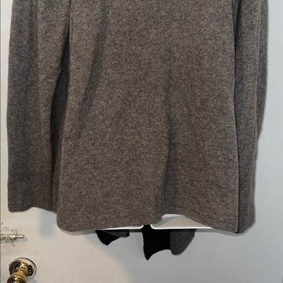EILEEN FISHER Brown and Black Yak and Merino Wool Blend Wrap Cardigan-L - Picture 7 of 9
